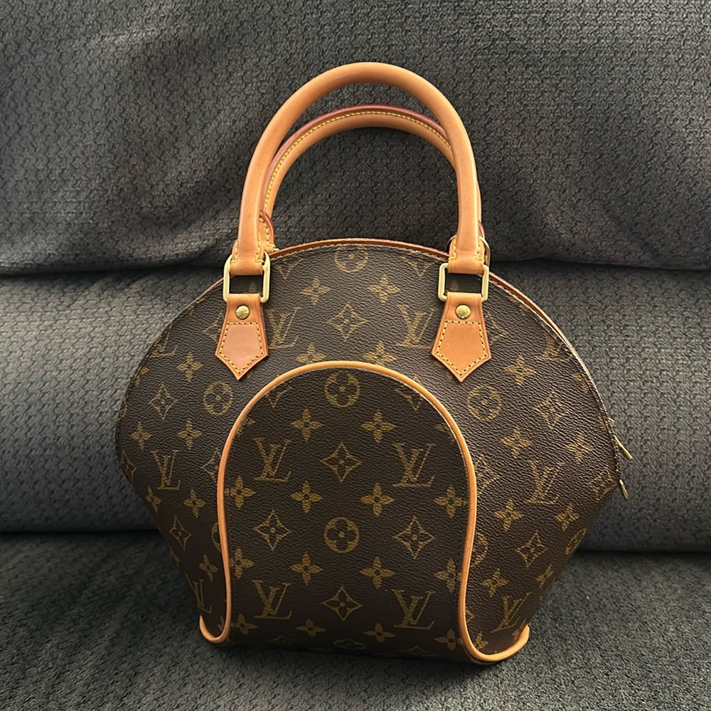 Louis Vuitton Brown Monogram Satchel with Tan Trim